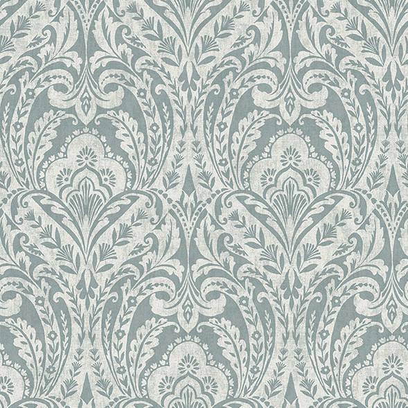 Purchase 4147-27380 A-Street Wallpaper, Berkshire Denim Damask - Haberdashery