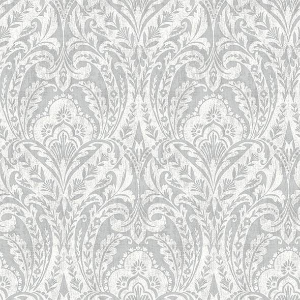 Purchase 4147-27381 A-Street Wallpaper, Berkshire Grey Damask - Haberdashery
