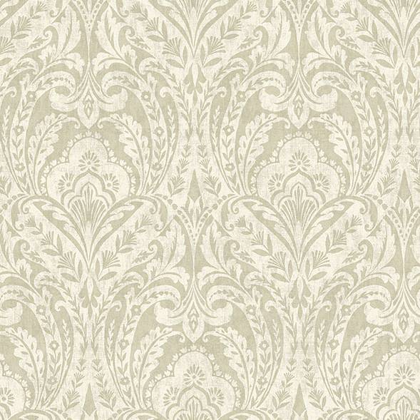 Purchase 4147-27382 A-Street Wallpaper, Berkshire Beige Damask - Haberdashery