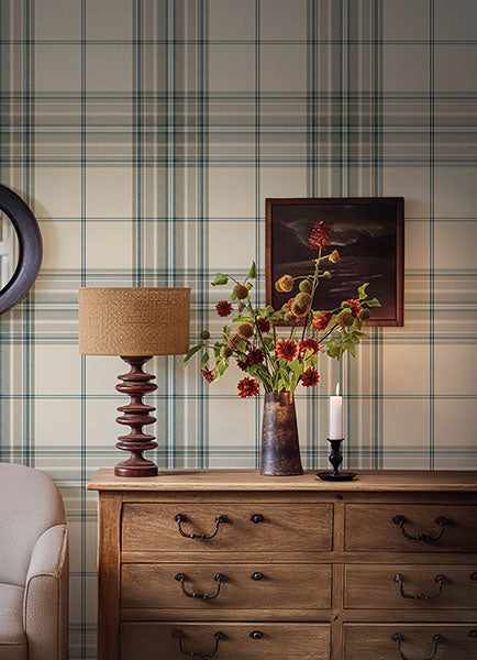 Purchase 4147-27387 A-Street Wallpaper, Westley Moss Plaid - Haberdashery1