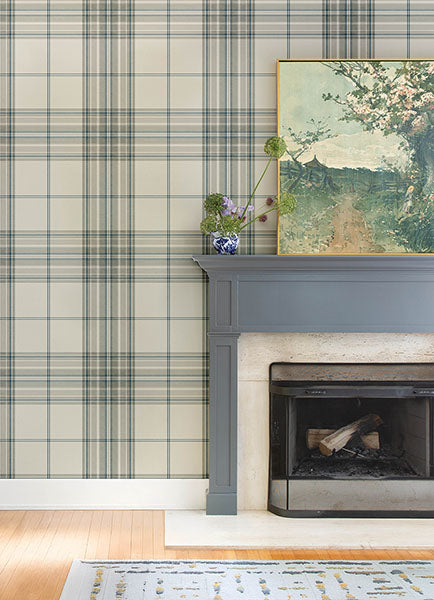 Purchase 4147-27387 A-Street Wallpaper, Westley Moss Plaid - Haberdashery12