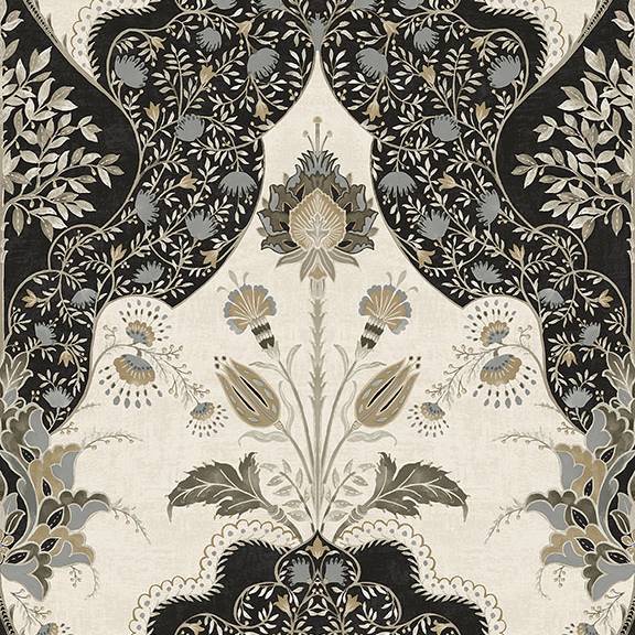 Purchase 4147-27389 A-Street Wallpaper, Auden Black Floral Grandeur - Haberdashery