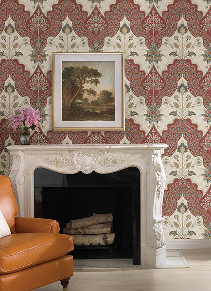 Purchase 4147-27390 A-Street Wallpaper, Auden Ruby Floral Grandeur - Haberdashery1