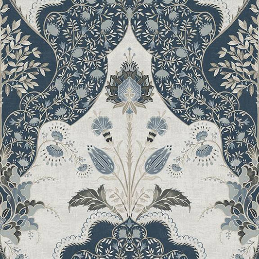 Purchase 4147-27392 A-Street Wallpaper, Auden Dark Blue Floral Grandeur - Haberdashery