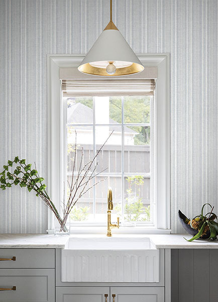 Purchase 4147-27393 A-Street Wallpaper, Ayanna Blue Striped - Haberdashery1