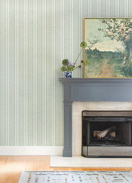 Purchase 4147-27395 A-Street Wallpaper, Ayanna Light Green Striped - Haberdashery12