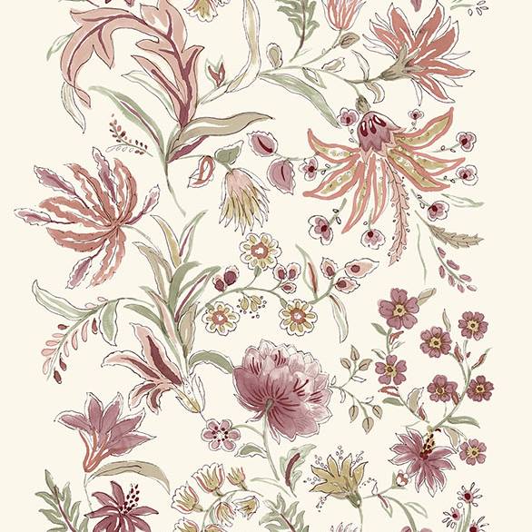 Purchase 4147-27397 A-Street Wallpaper, Teonna Raspberry Floral Stripe - Haberdashery