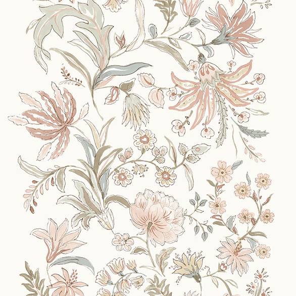 Purchase 4147-27399 A-Street Wallpaper, Teonna Light Pink Floral Stripe - Haberdashery