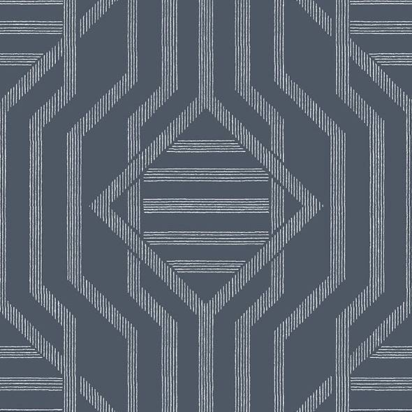 Purchase 4147-27402 A-Street Wallpaper, Essex Navy Geometric - Haberdashery