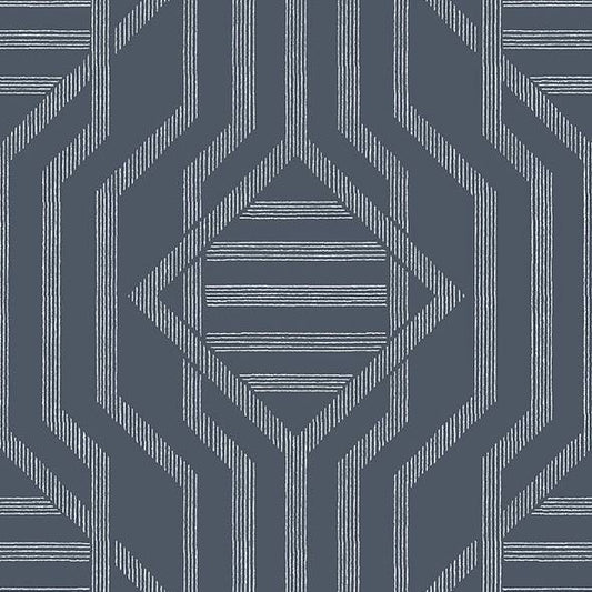 Purchase 4147-27402 A-Street Wallpaper, Essex Navy Geometric - Haberdashery