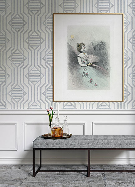 Purchase 4147-27403 A-Street Wallpaper, Essex Dark Blue Geometric - Haberdashery1