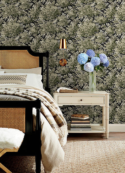 Purchase 4147-80005 A-Street Wallpaper, Greenwood Black Deciduous - Haberdashery1