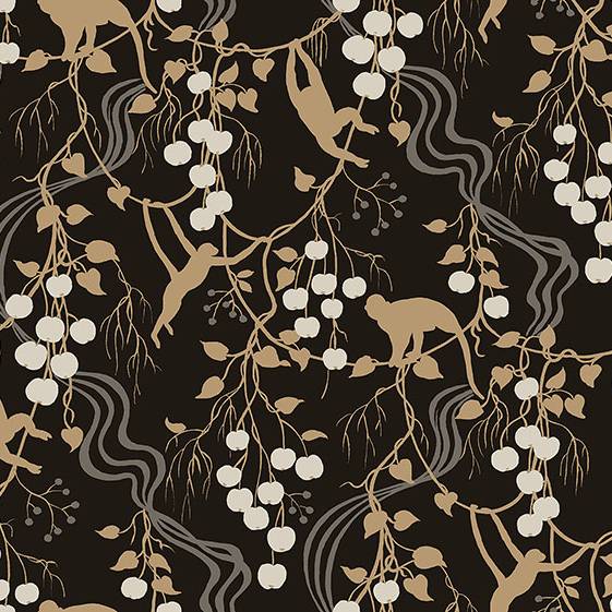 Purchase 4147-80009 A-Street Wallpaper, Linden Black Jungle Canopy - Haberdashery