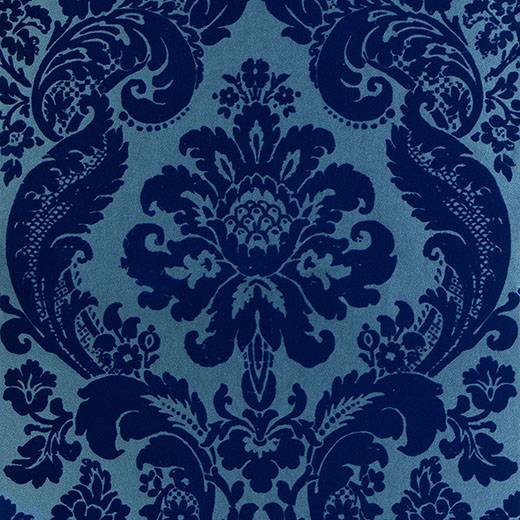 Purchase 4147-87310 A-Street Wallpaper, Shadow Blue Flocked Damask - Haberdashery