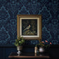 Purchase 4147-87310 A-Street Wallpaper, Shadow Blue Flocked Damask - Haberdashery1