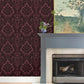 Purchase 4147-87315 A-Street Wallpaper, Shadow Merlot Flocked Damask - Haberdashery12