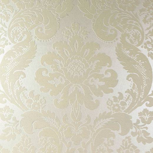 Purchase 4147-87390 A-Street Wallpaper, Shadow Cream Flocked Damask - Haberdashery