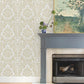 Purchase 4147-87390 A-Street Wallpaper, Shadow Cream Flocked Damask - Haberdashery12