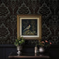 Purchase 4147-87391 A-Street Wallpaper, Shadow Black Flocked Damask - Haberdashery1