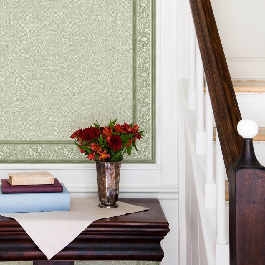 Purchase 4148-14501 Chesapeake Wallpaper, Carved Floral Green Trim Wall Border - PrintWorks1