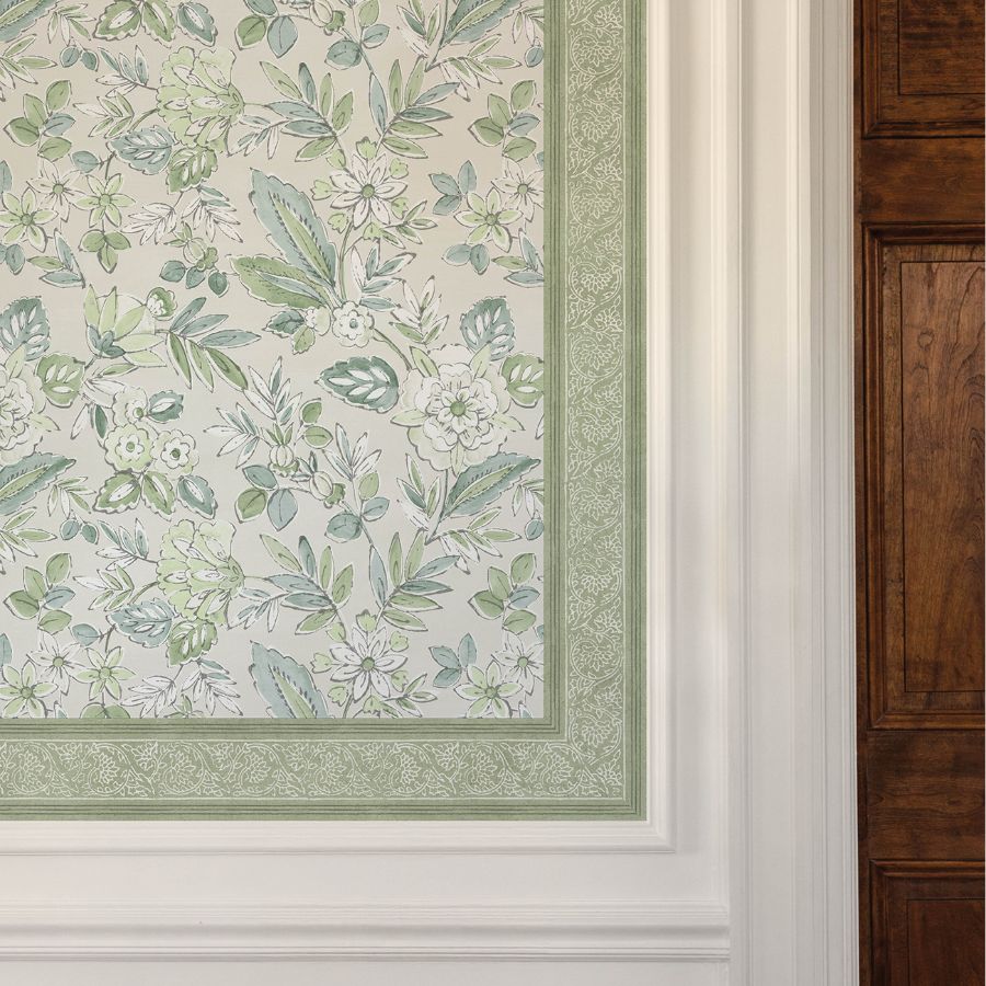 Purchase 4148-14501 Chesapeake Wallpaper, Carved Floral Green Trim Wall Border - PrintWorks12
