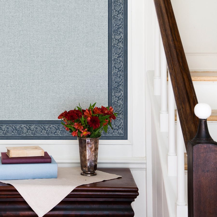 Purchase 4148-14502 Chesapeake Wallpaper, Carved Floral Blue Trim Wall Border - PrintWorks1