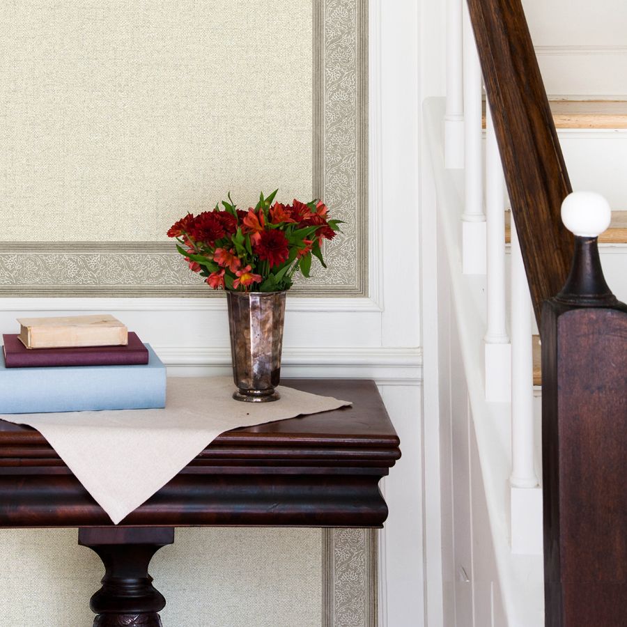 Purchase 4148-14503 Chesapeake Wallpaper, Carved Floral Taupe Trim Wall Border - PrintWorks1