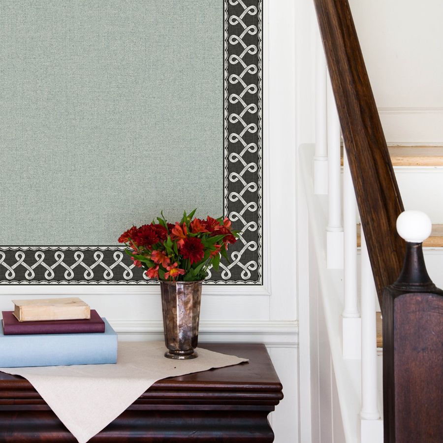 Purchase 4148-14504 Chesapeake Wallpaper, Scalloped Ribbon Black Trim Wall Border - PrintWorks1