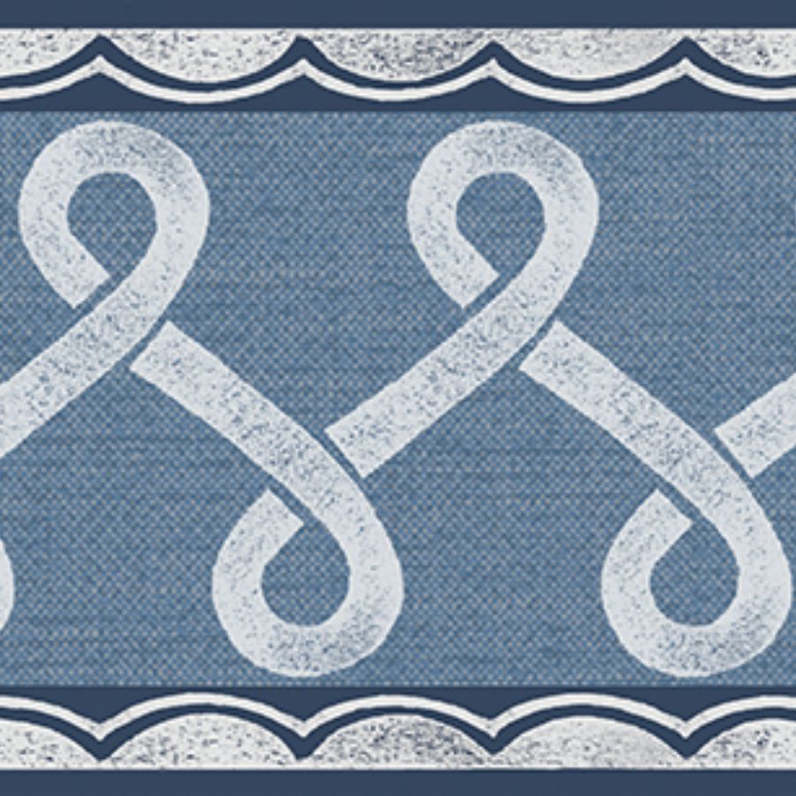 Purchase 4148-14505 Chesapeake Wallpaper, Scalloped Ribbon Blue Trim Wall Border - PrintWorks