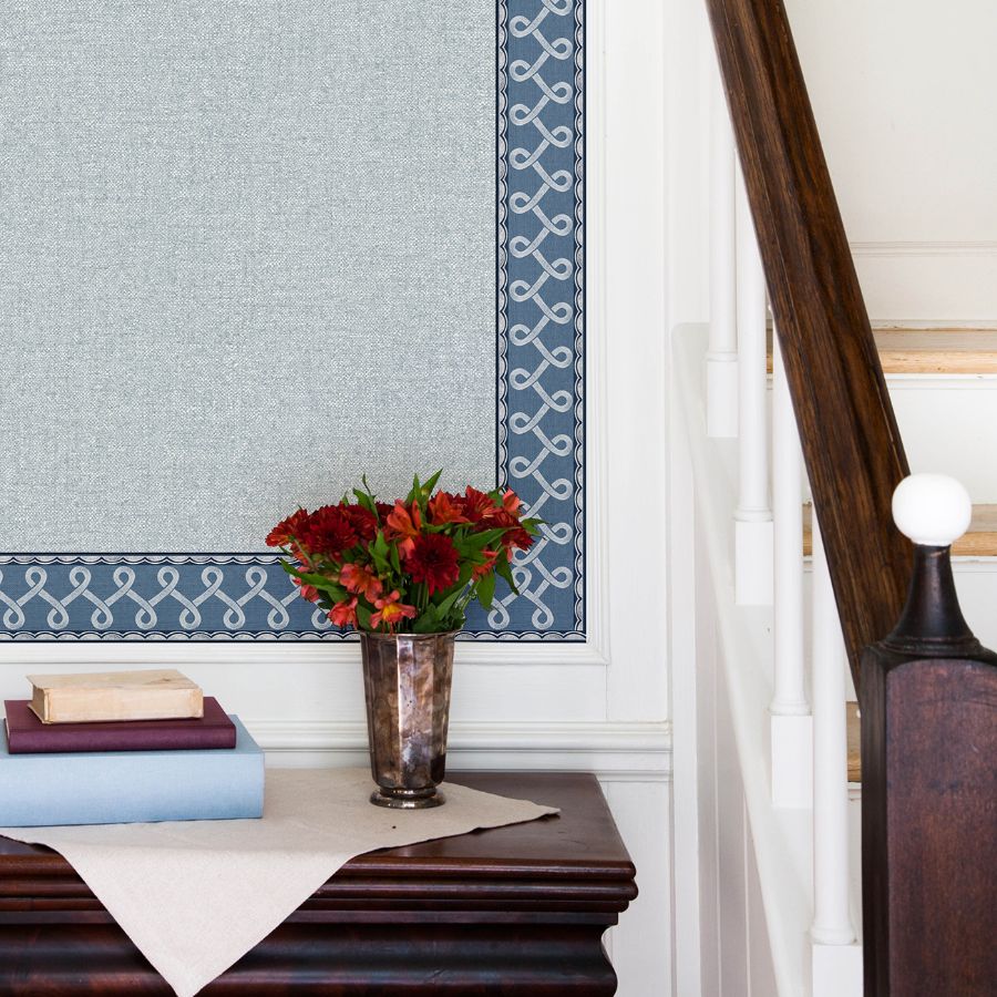 Purchase 4148-14505 Chesapeake Wallpaper, Scalloped Ribbon Blue Trim Wall Border - PrintWorks1