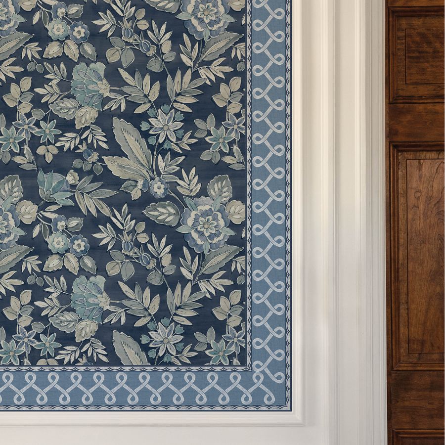 Purchase 4148-14505 Chesapeake Wallpaper, Scalloped Ribbon Blue Trim Wall Border - PrintWorks12