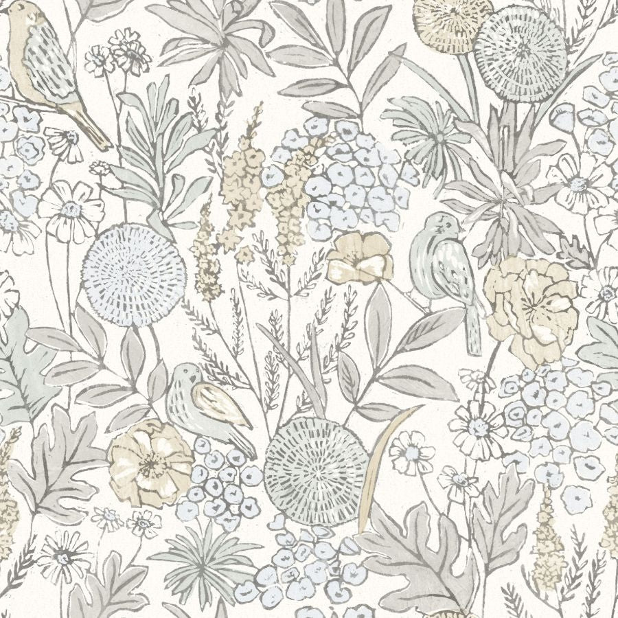 Purchase 4148-27411 Chesapeake Wallpaper, Goldfinch Neutral Birds and Blooms - PrintWorks