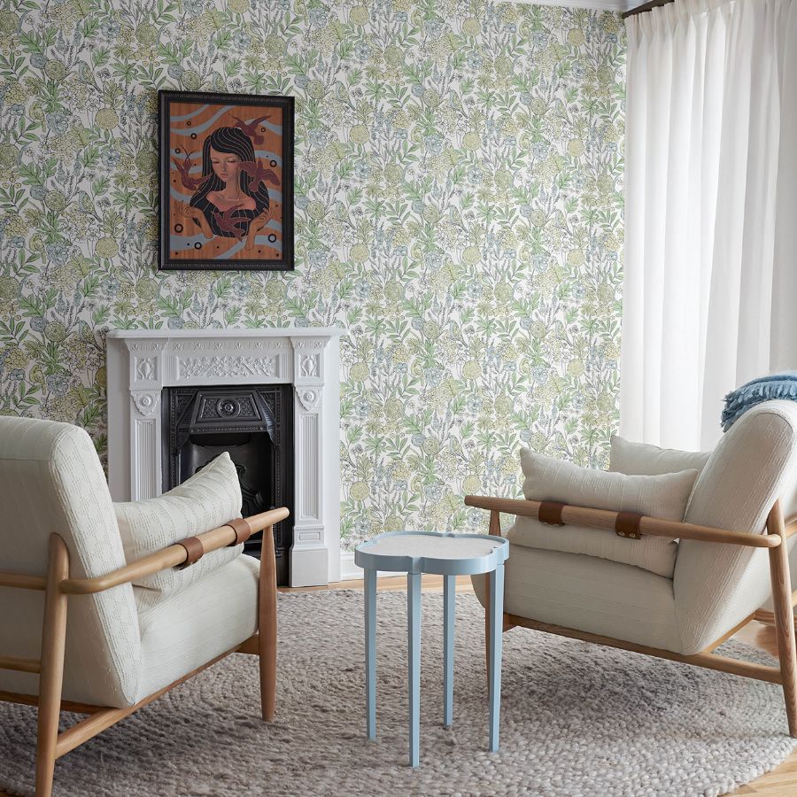 Purchase 4148-27412 Chesapeake Wallpaper, Goldfinch Green Birds and Blooms - PrintWorks1