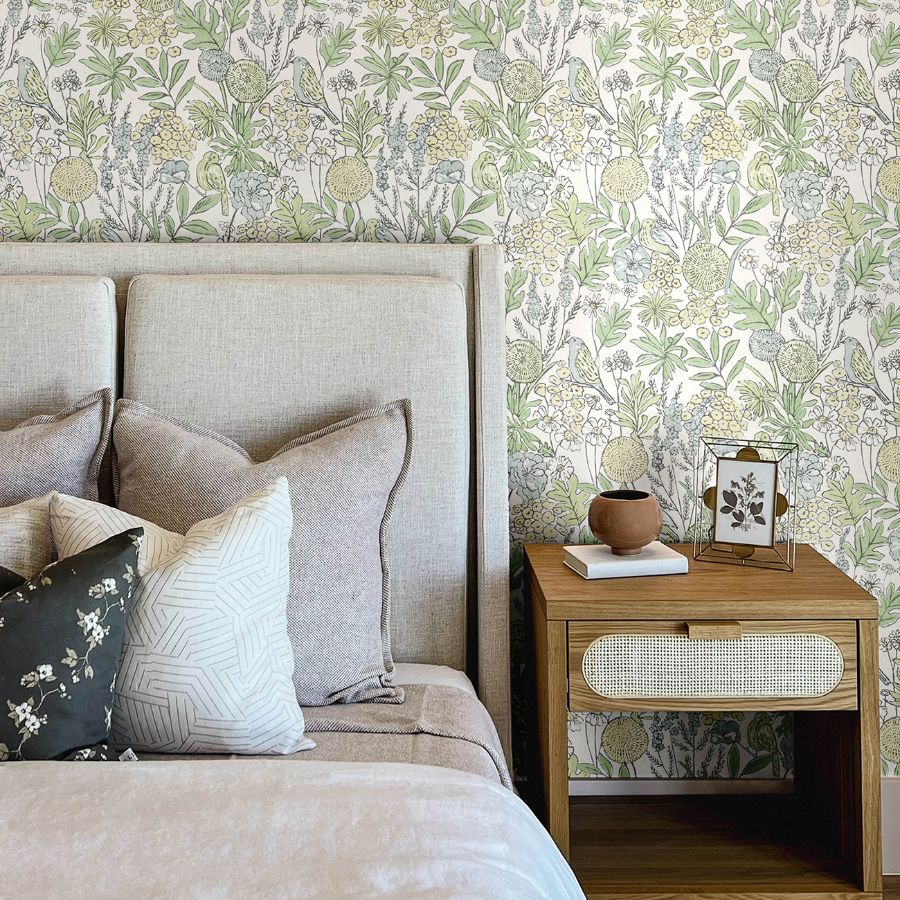 Purchase 4148-27412 Chesapeake Wallpaper, Goldfinch Green Birds and Blooms - PrintWorks12