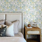Purchase 4148-27413 Chesapeake Wallpaper, Goldfinch Aqua Birds and Blooms - PrintWorks12