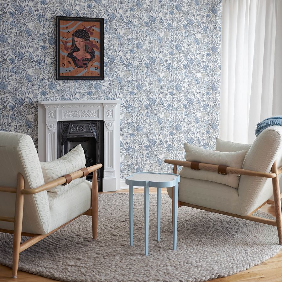 Purchase 4148-27414 Chesapeake Wallpaper, Goldfinch Blue Birds and Blooms - PrintWorks1