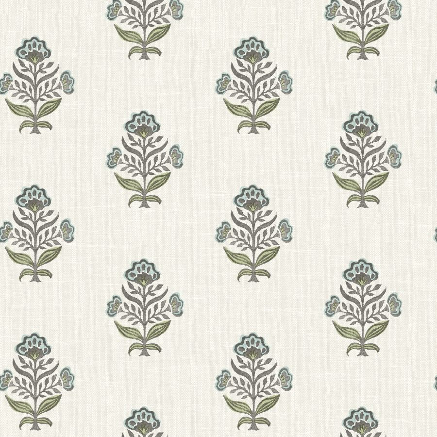Purchase 4148-27415 Chesapeake Wallpaper, Hollyhock Aqua Floral Crest - PrintWorks