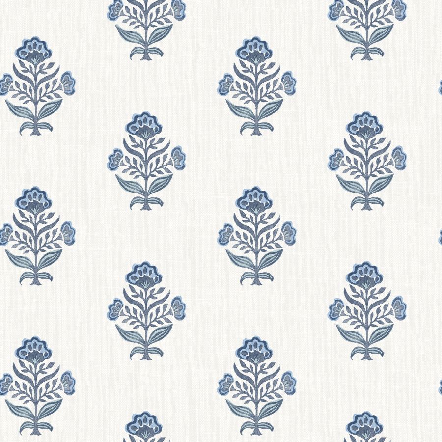 Purchase 4148-27417 Chesapeake Wallpaper, Hollyhock Blue Floral Crest - PrintWorks
