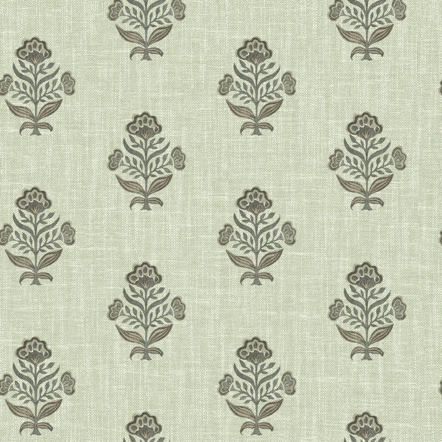 Purchase 4148-27419 Chesapeake Wallpaper, Hollyhock Green Floral Crest - PrintWorks