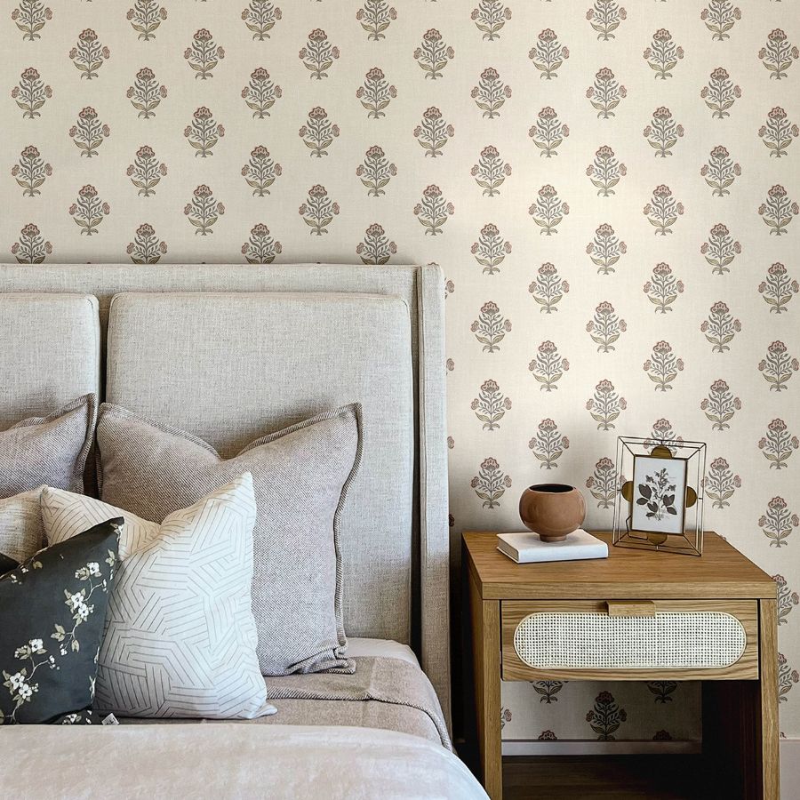 Purchase 4148-27420 Chesapeake Wallpaper, Hollyhock Rust Floral Crest - PrintWorks12