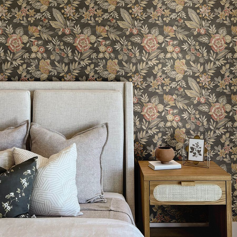 Purchase 4148-27421 Chesapeake Wallpaper, Begonia Black Floral Trail - PrintWorks12