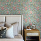 Purchase 4148-27423 Chesapeake Wallpaper, Begonia Teal Floral Trail - PrintWorks12