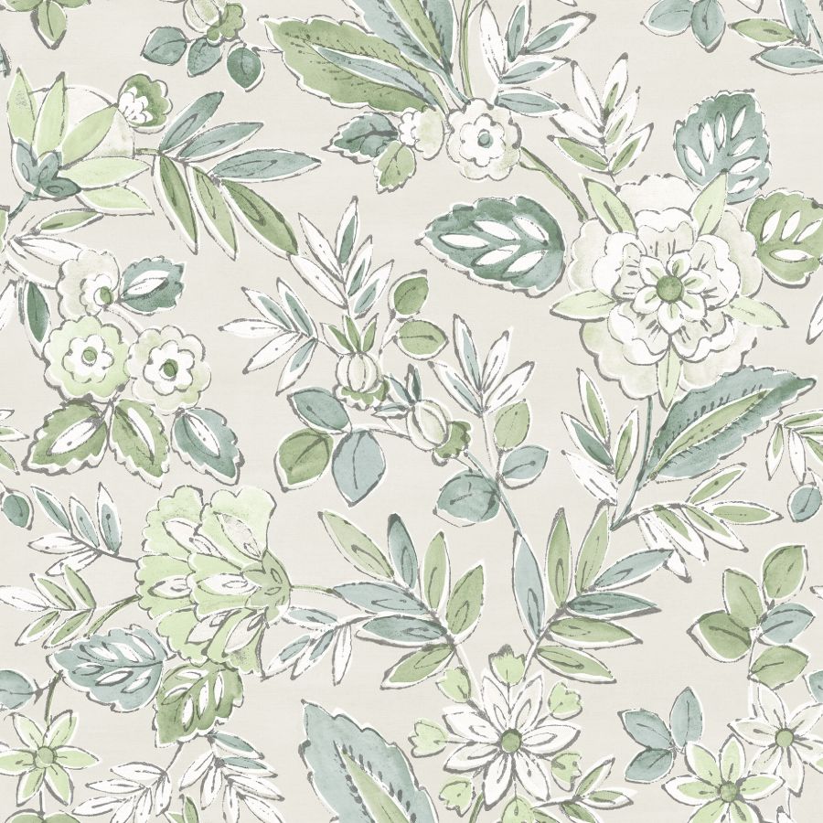Purchase 4148-27424 Chesapeake Wallpaper, Begonia Sea Green Floral Trail - PrintWorks