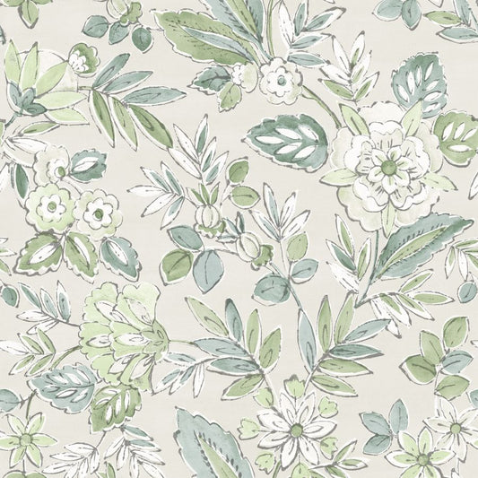 Purchase 4148-27424 Chesapeake Wallpaper, Begonia Sea Green Floral Trail - PrintWorks