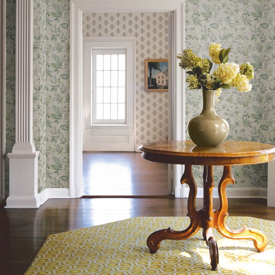 Purchase 4148-27424 Chesapeake Wallpaper, Begonia Sea Green Floral Trail - PrintWorks1