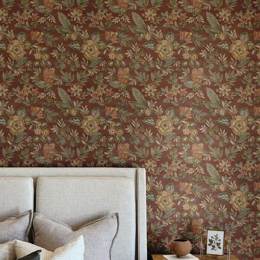 Purchase 4148-27425 Chesapeake Wallpaper, Begonia Red Floral Trail - PrintWorks12