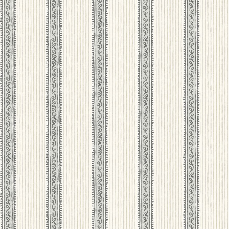 Purchase 4148-27426 Chesapeake Wallpaper, Mandevilla Black Vine Stripe - PrintWorks