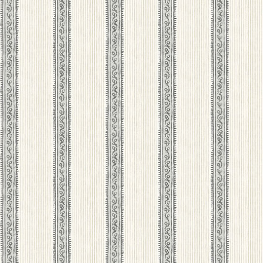 Purchase 4148-27426 Chesapeake Wallpaper, Mandevilla Black Vine Stripe - PrintWorks