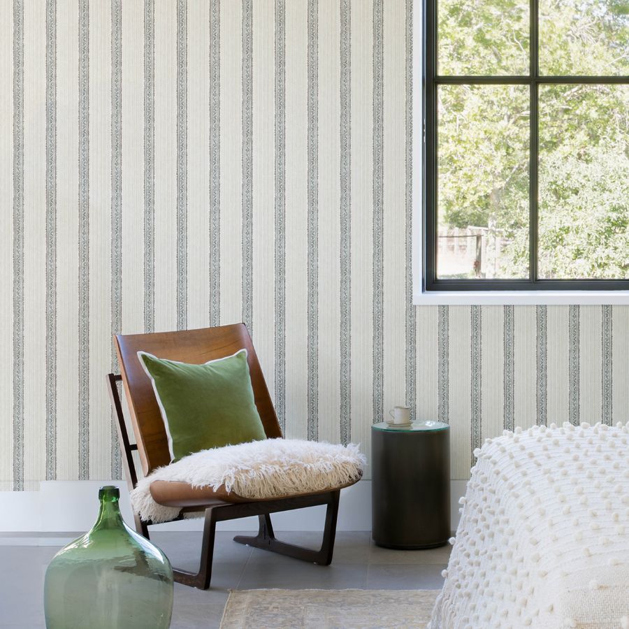 Purchase 4148-27427 Chesapeake Wallpaper, Mandevilla Aqua Vine Stripe - PrintWorks1