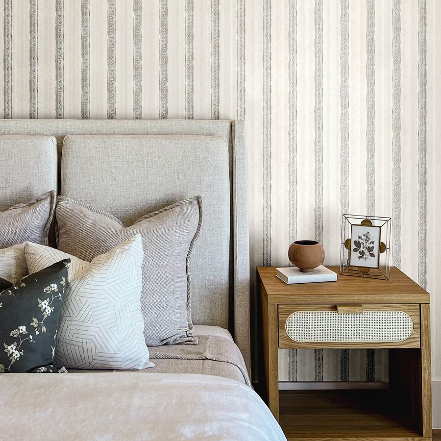 Purchase 4148-27427 Chesapeake Wallpaper, Mandevilla Aqua Vine Stripe - PrintWorks12